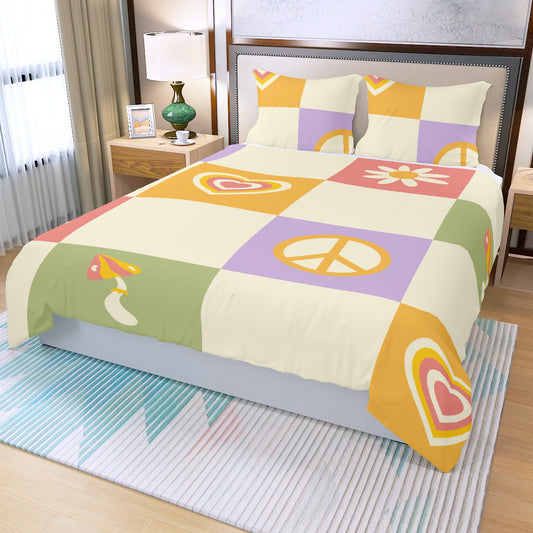 Three Piece Duvet Bedding Set Peace Sing