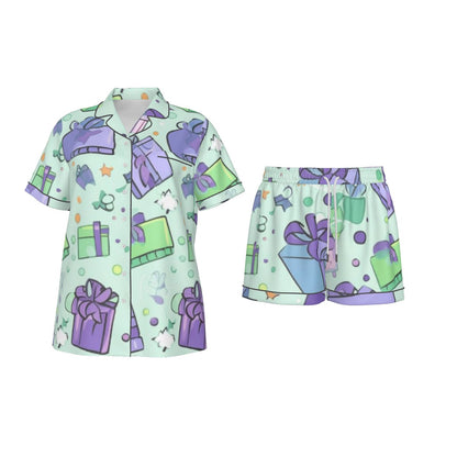 Holiday Women's Imitation Silk Pajama Set With Short Sleeve