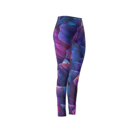 Women's High Waist Leggings | Side Stitch Closure "Purple and Blue"