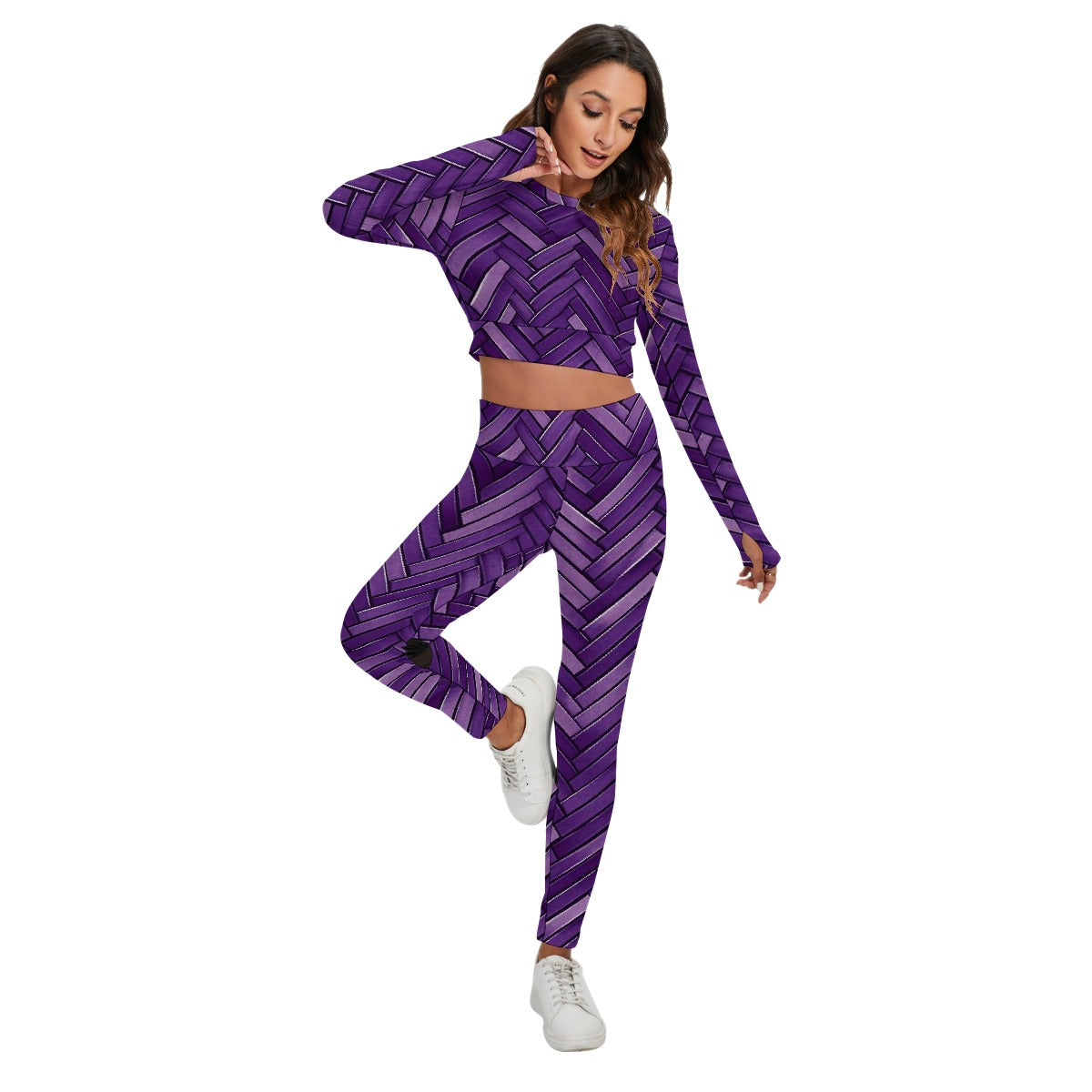 Women's Sport Set With Backless Top And Leggings "Purple"