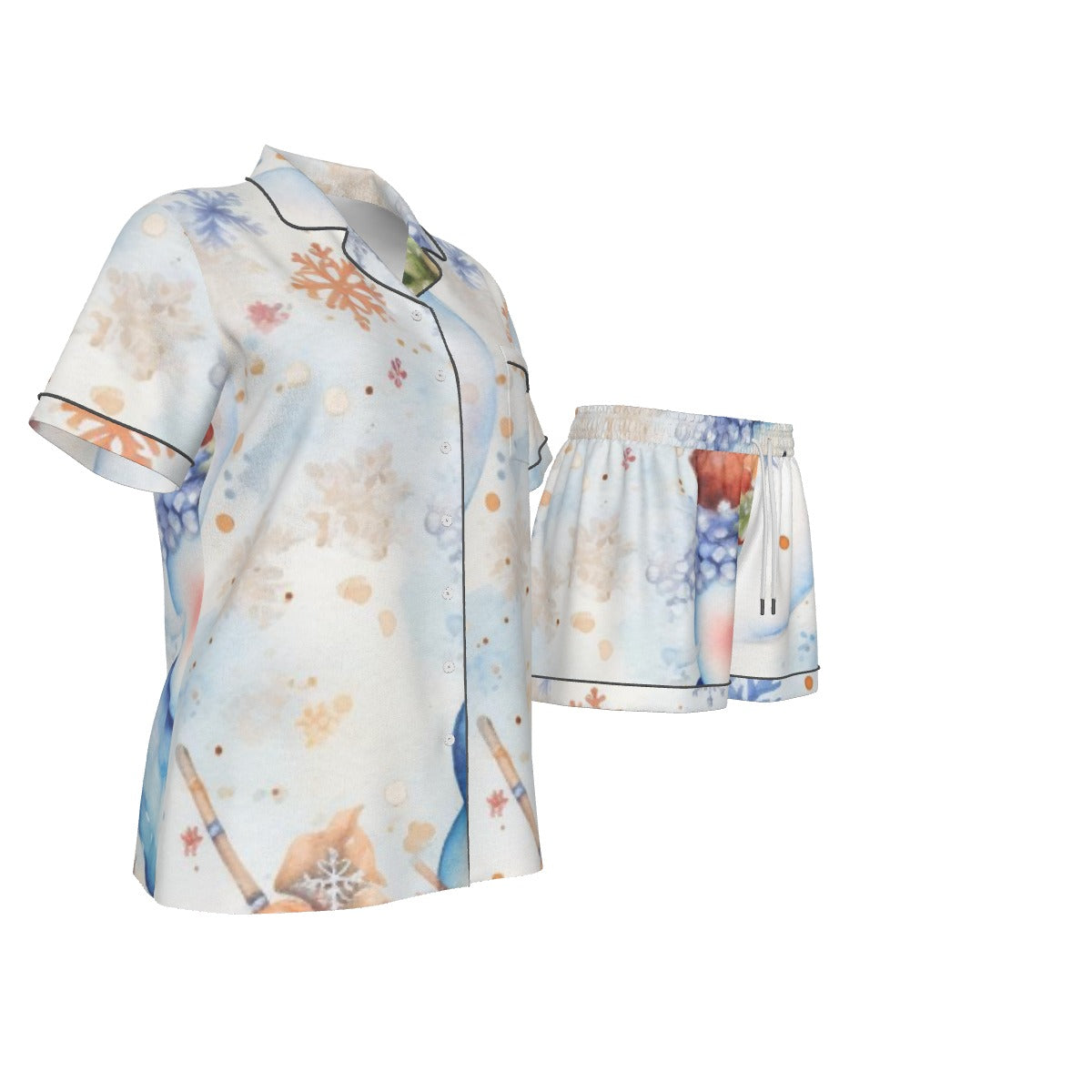 Holiday  Women's Imitation Silk Pajama Set With Short Sleeve