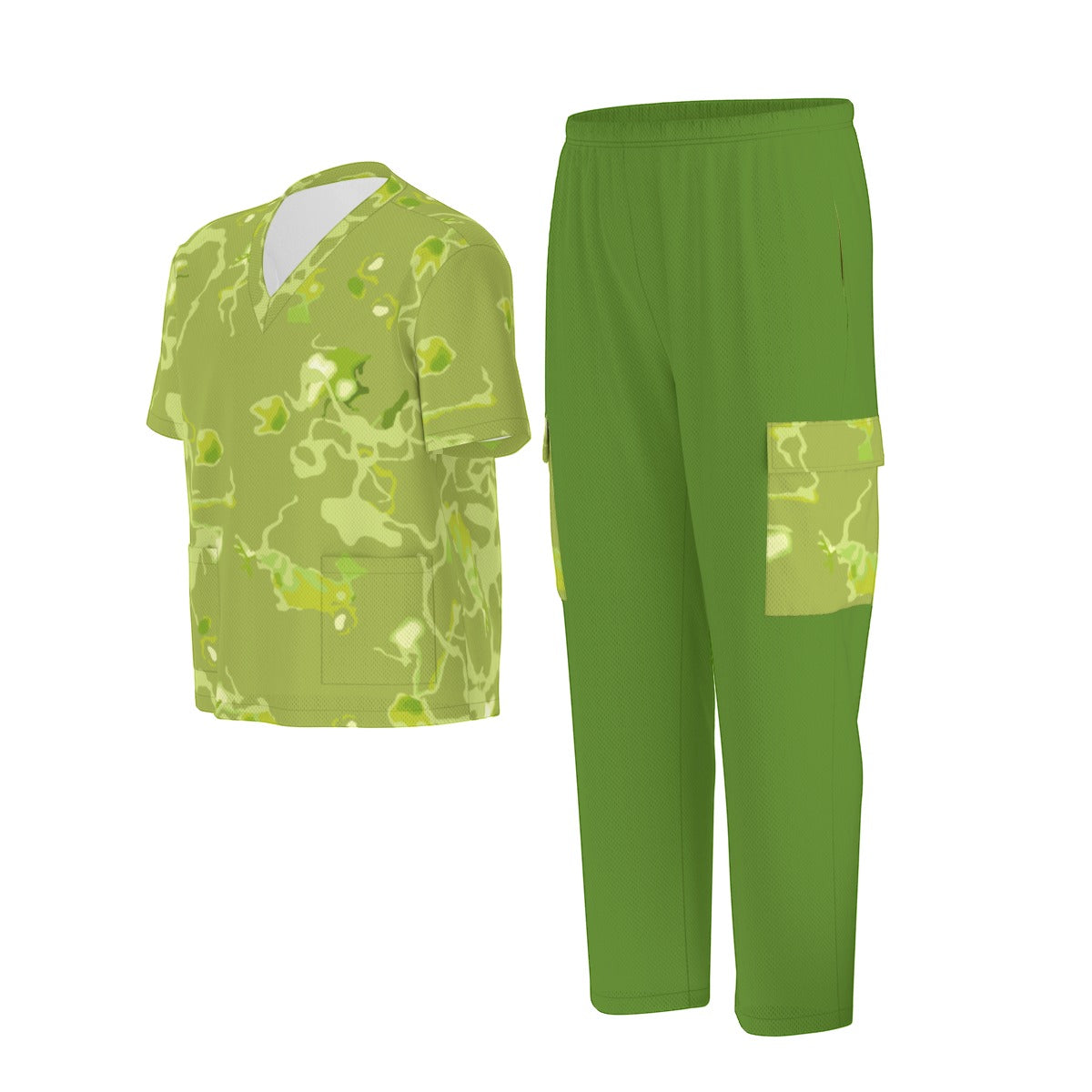 Unisex Scrub Set Birdseye Camo Light Green