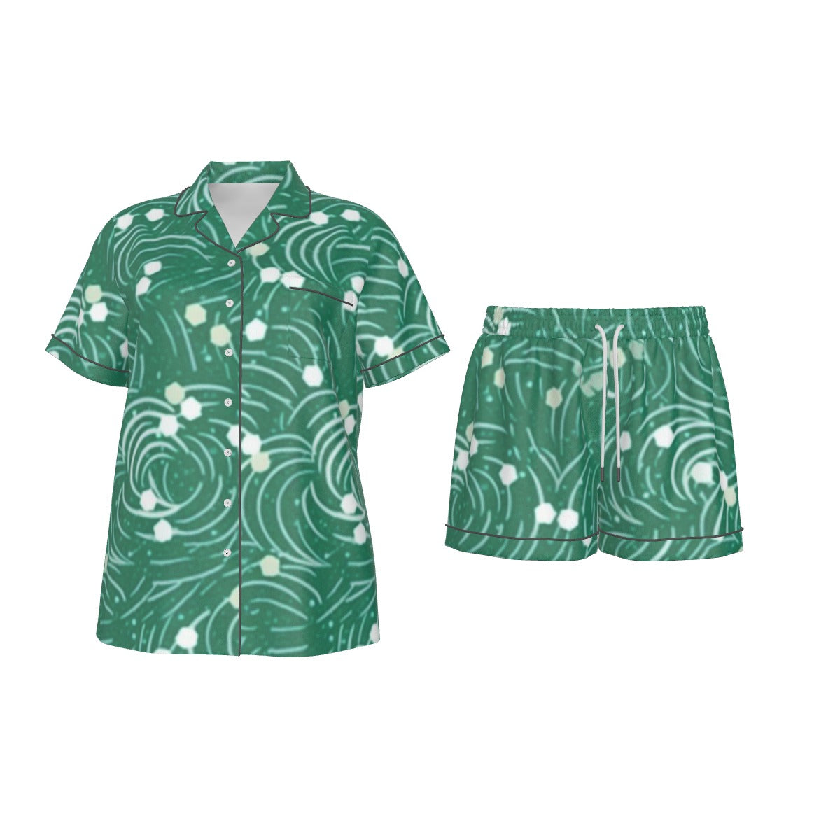 Holiday  Women's Imitation Silk Pajama Set With Short Sleeve