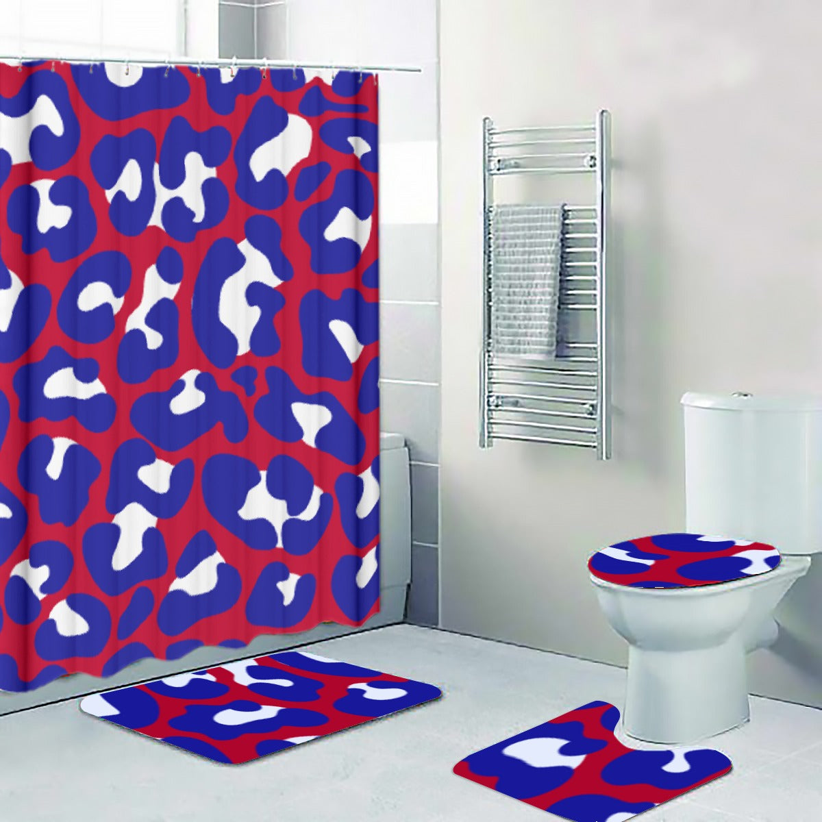 Four-piece Bathroom Red White and Blue