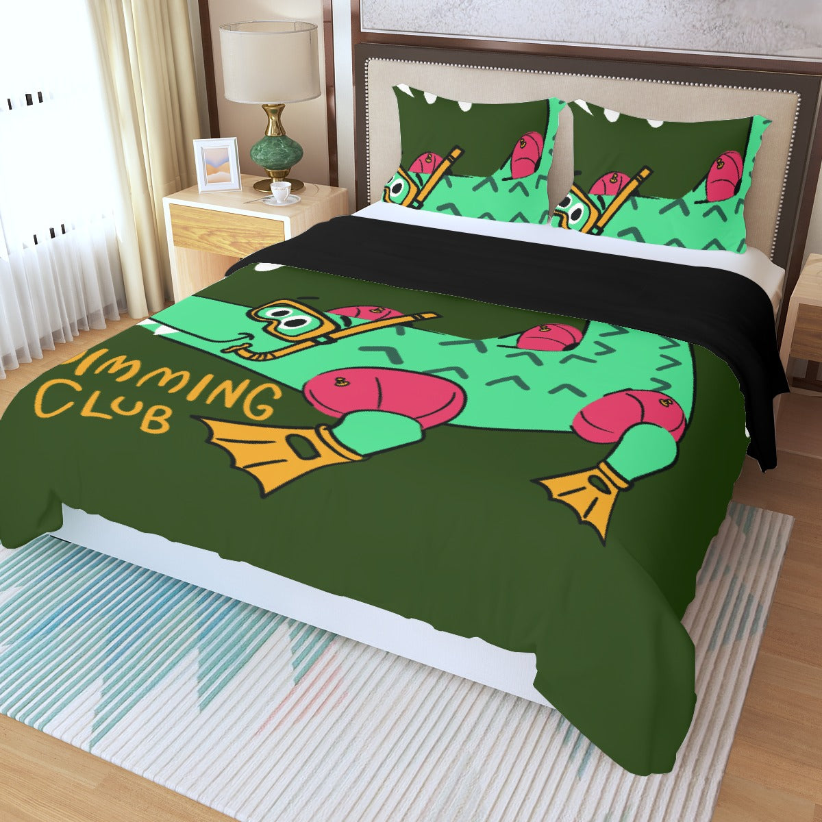 Three Piece Duvet Bedding Set Monster Alligator