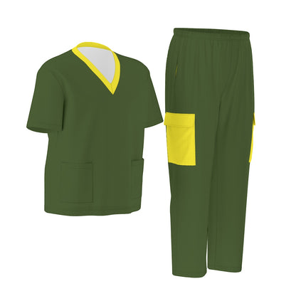 Unisex Scrub Set Birdseye Green and Yellow