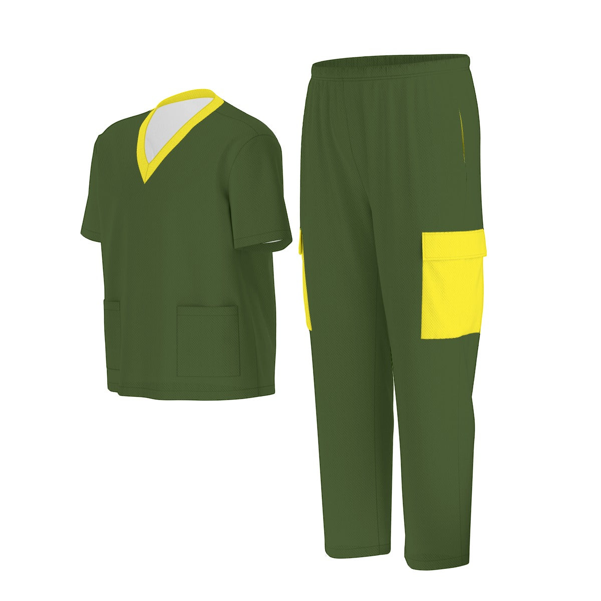 Unisex Scrub Set Birdseye Green and Yellow