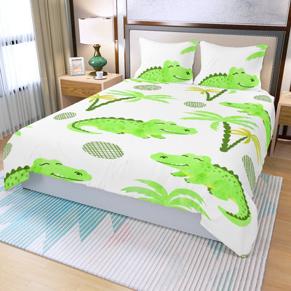 Three Piece Duvet Bedding Set Sleeping Alligator