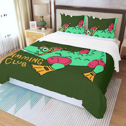 Three Piece Duvet Bedding Set Monster Alligator