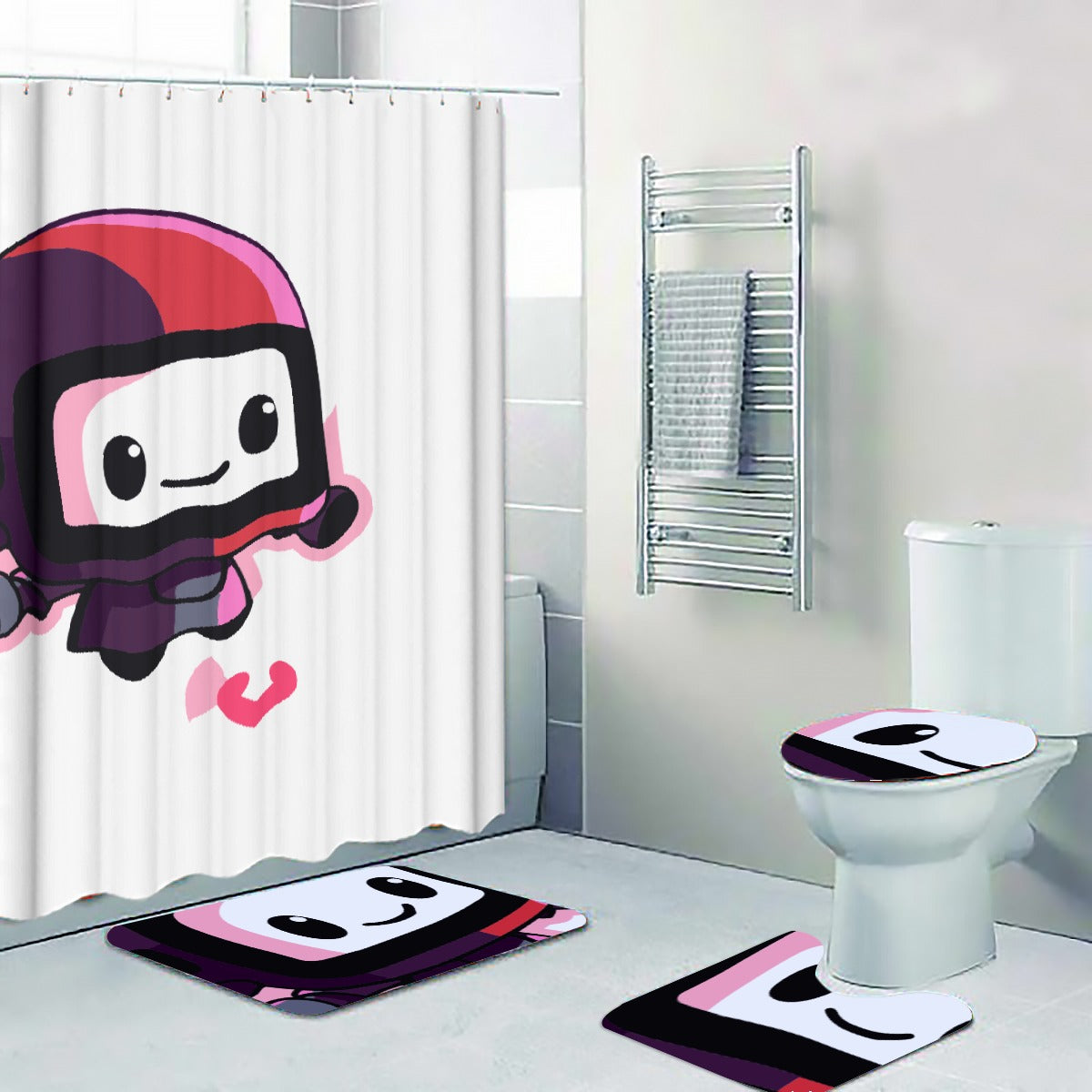 Four-piece Bathroom Pink Robot