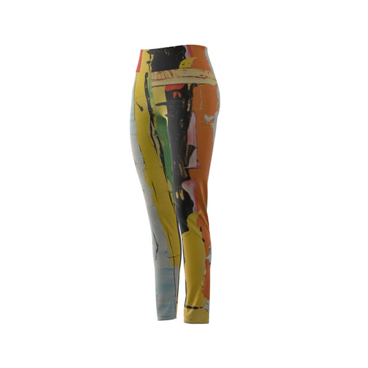 Women's High Waist Leggings | Side Stitch Closure "Orange and Yellow"