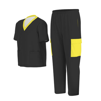 Unisex Scrub Set Birdseye Black and Yellow