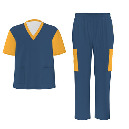 Unisex Scrub Set Birdseye Blue and Yellow