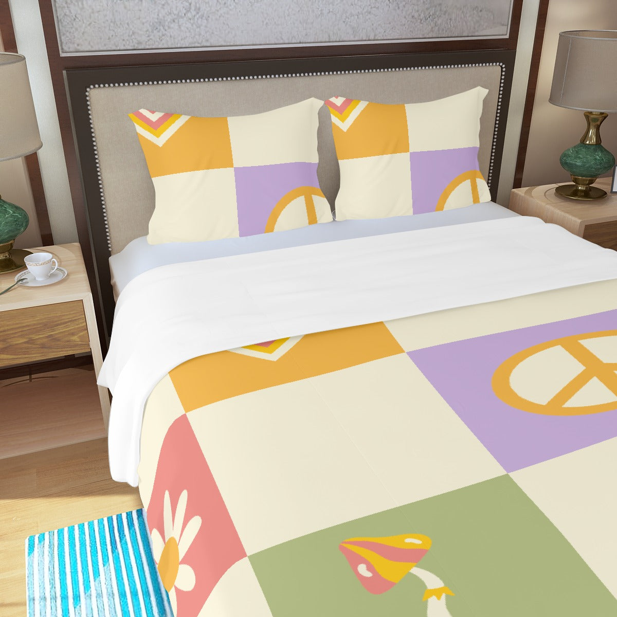 Three Piece Duvet Bedding Set Peace Sing