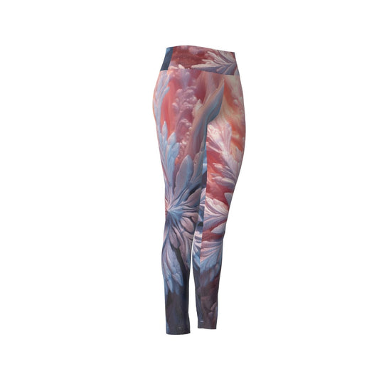 Women's High Waist Leggings | Side Stitch Closure "Pink Sky"