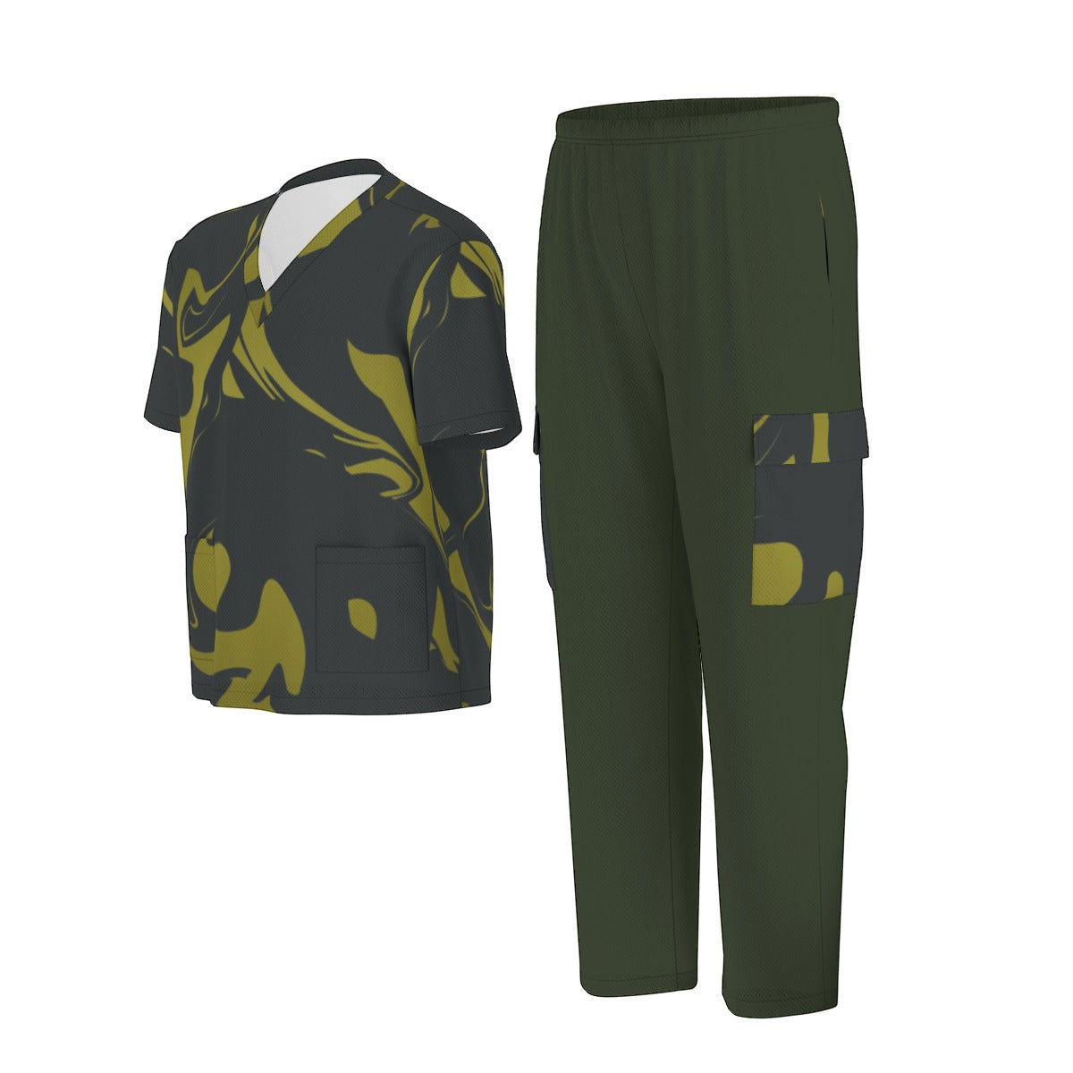 Unisex Scrub Set Birdseye Camo Green