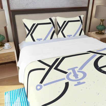 Three Piece Duvet Bedding Set Bicycle