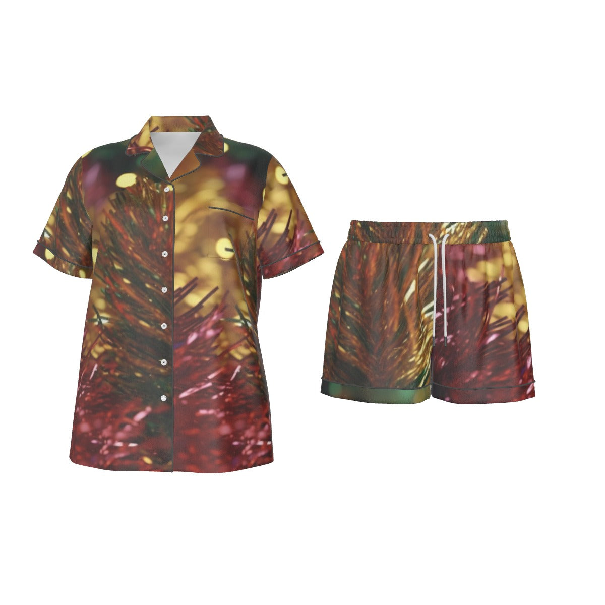 Holiday Women's Imitation Silk Pajama Set With Short Sleeve