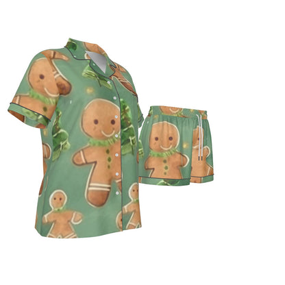 Holiday  Women's Imitation Silk Pajama Set With Short Sleeve