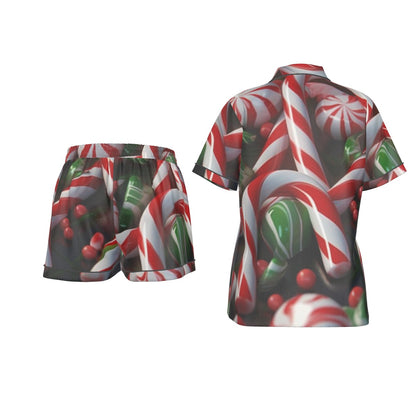 Holiday  Women's Imitation Silk Pajama Set With Short Sleeve