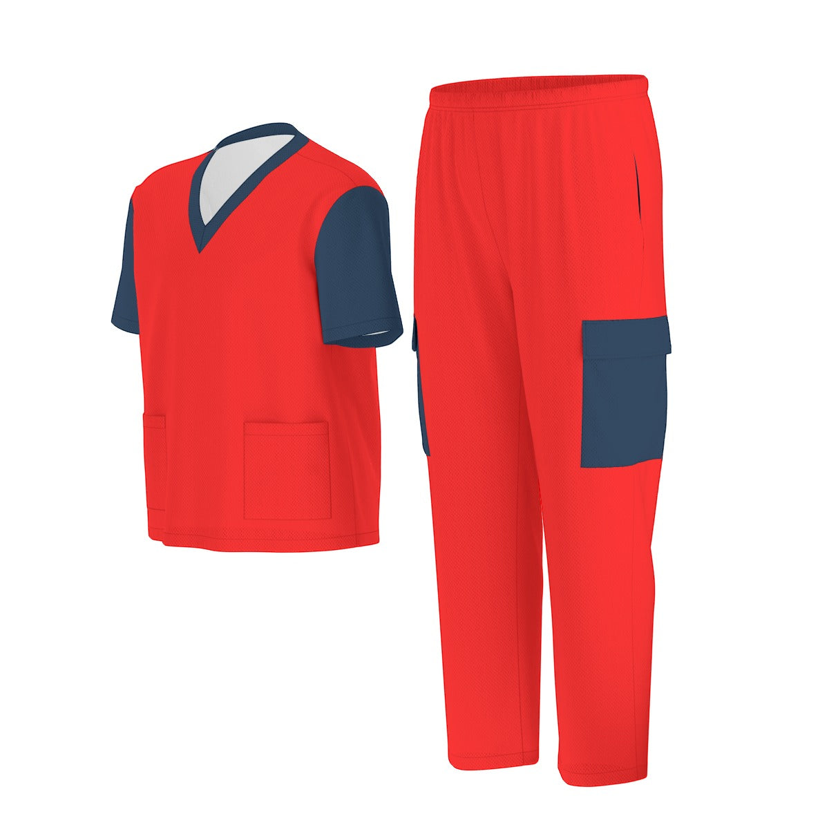 Unisex Scrub Set Birdseye Red and Blue