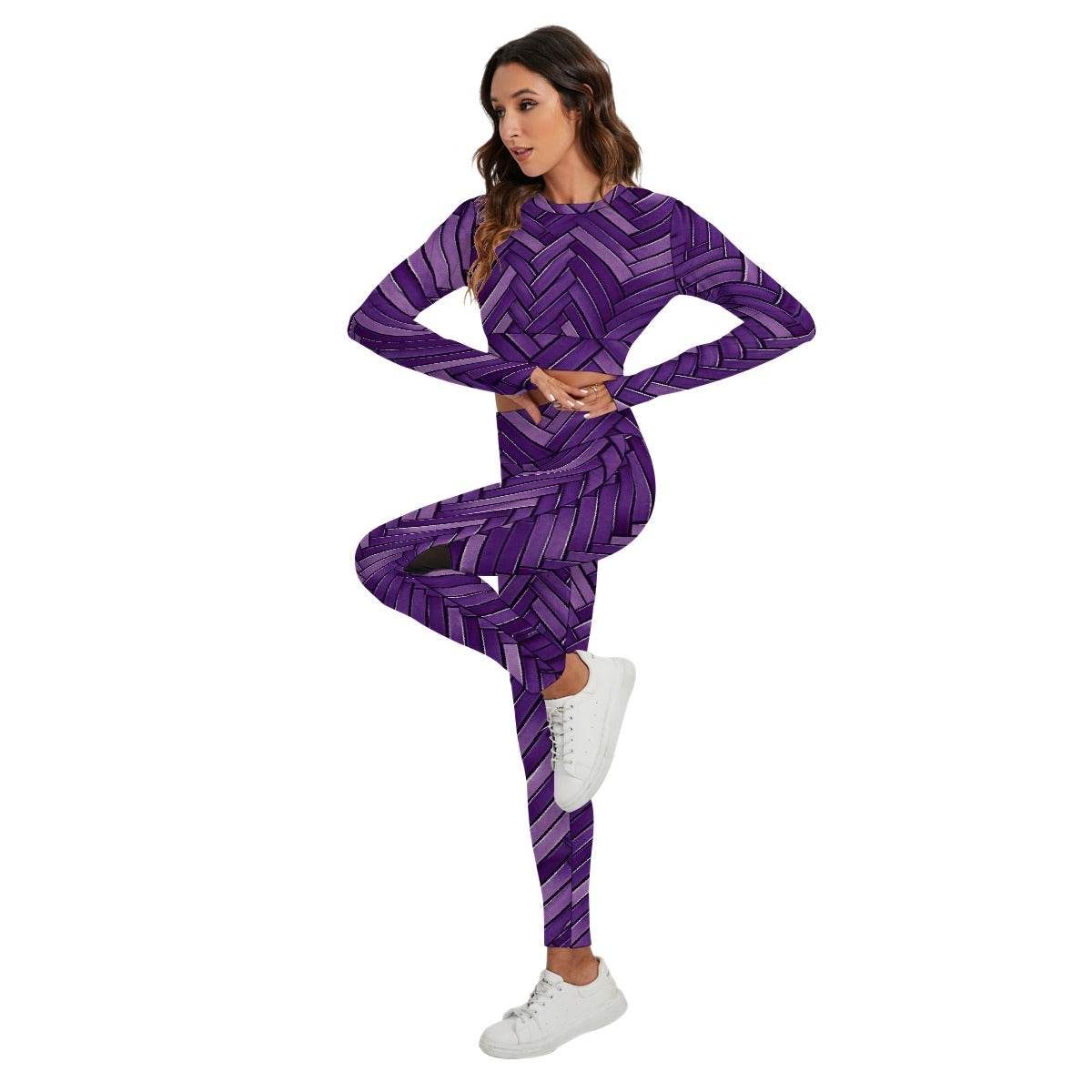 Women's Sport Set With Backless Top And Leggings "Purple"