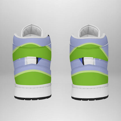 Women's Synthetic Leather Stitching Shoes "Green and Blue"