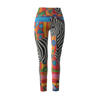 Women's High Waist Leggings | Side Stitch Closure Leggings "Zebra"