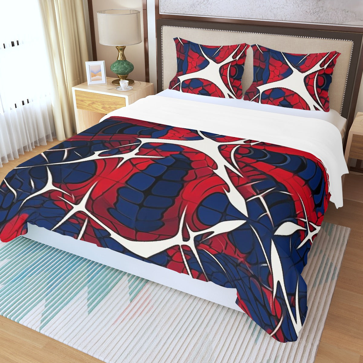 Three Piece Duvet Bedding Set Red white and blue Web