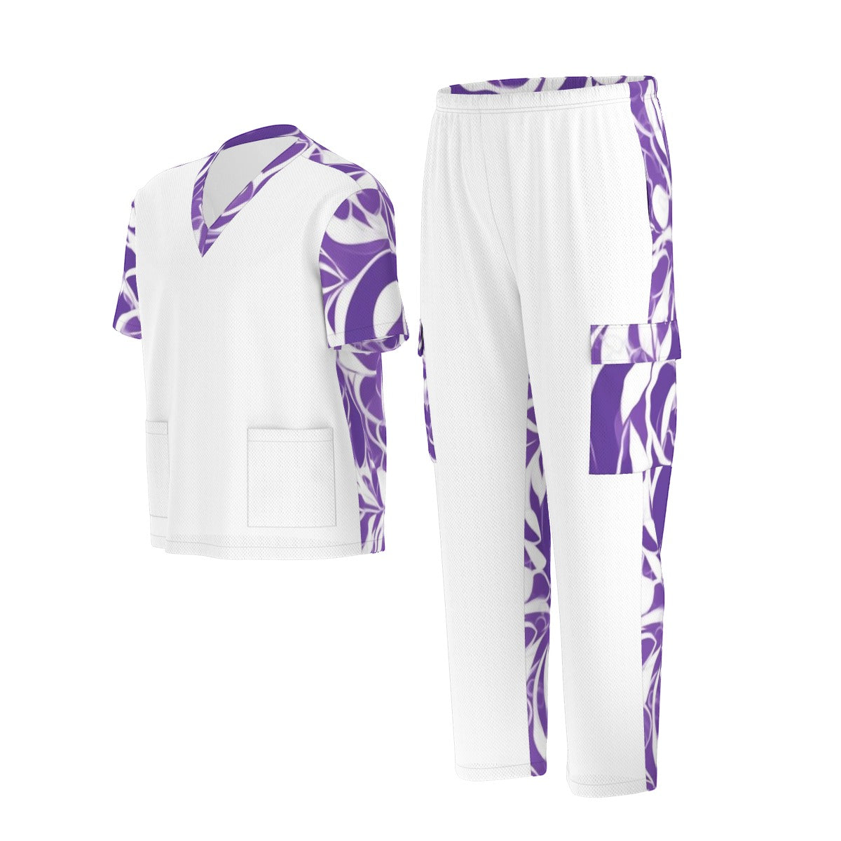 Unisex Scrub Set Birdseye Purple Lines