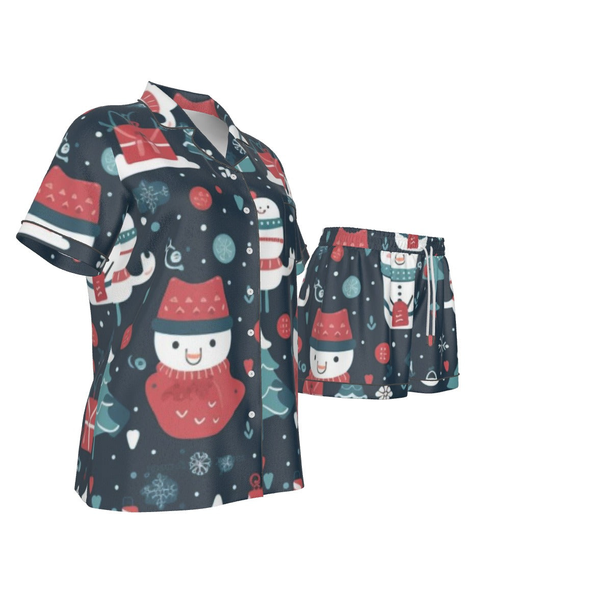 Holiday  Women's Imitation Silk Pajama Set With Short Sleeve