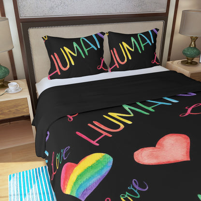 Three Piece Duvet Bedding Set Human Love