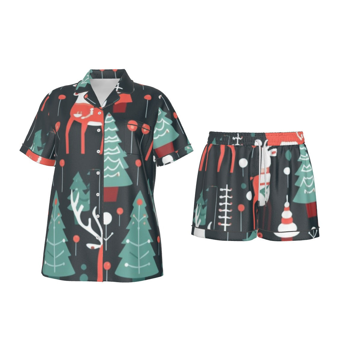 Holiday  Women's Imitation Silk Pajama Set With Short Sleeve