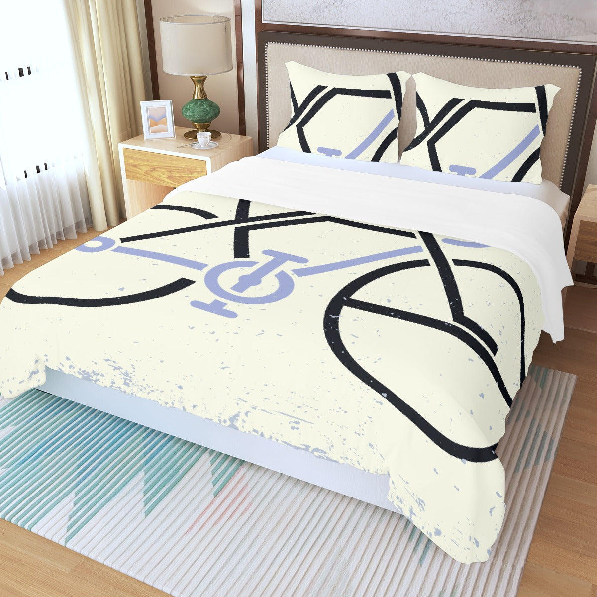 Three Piece Duvet Bedding Set Bicycle