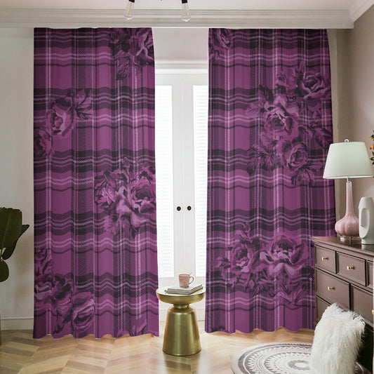 Blackout Curtains with Hooks Purple