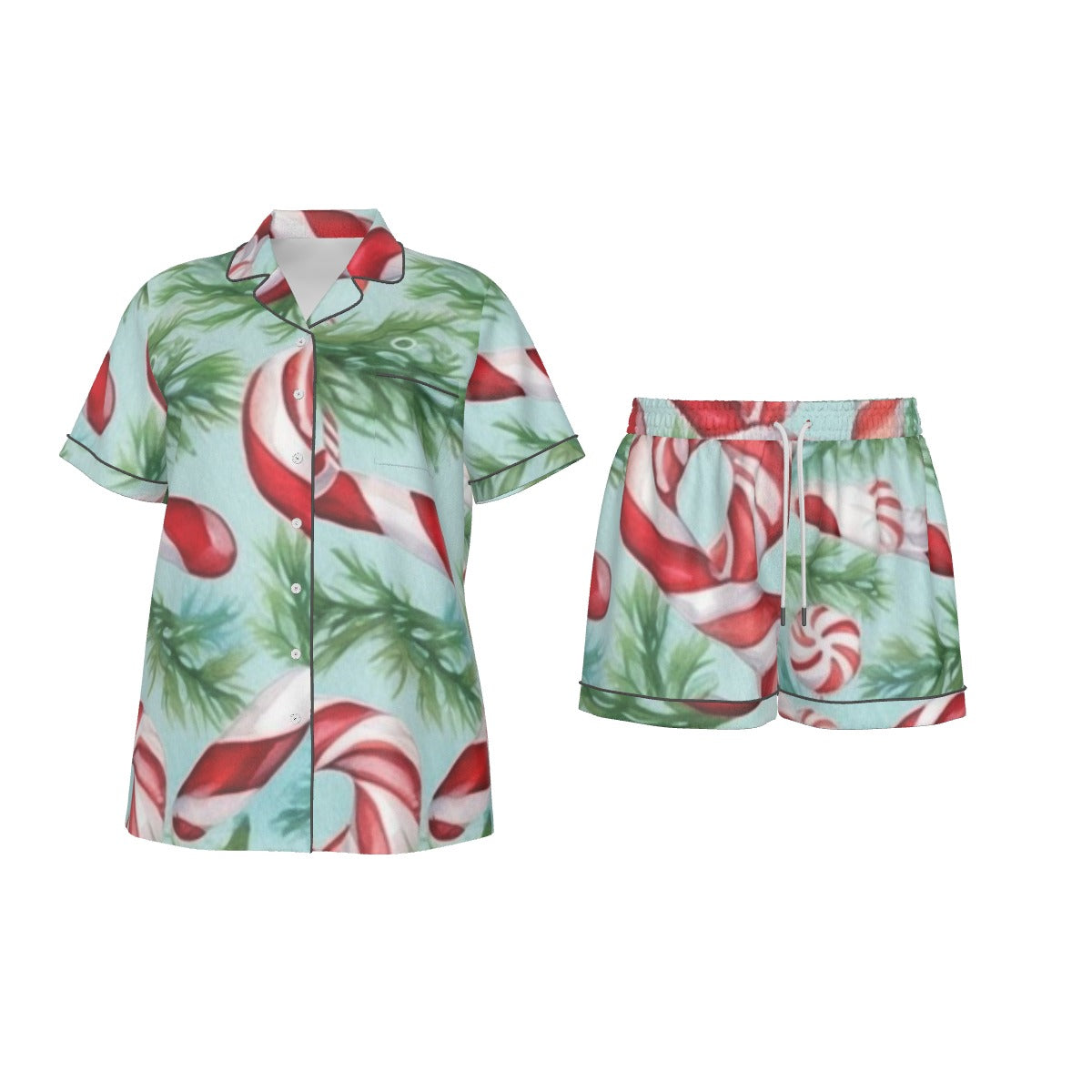 Holiday  Women's Imitation Silk Pajama Set With Short Sleeve