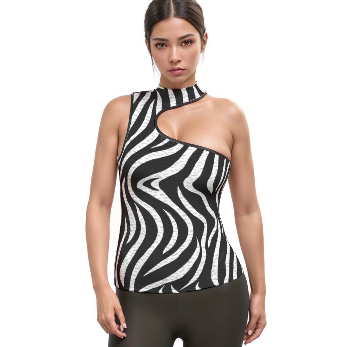 Women's Halter Sleeveless Asymmetrical Tank Top