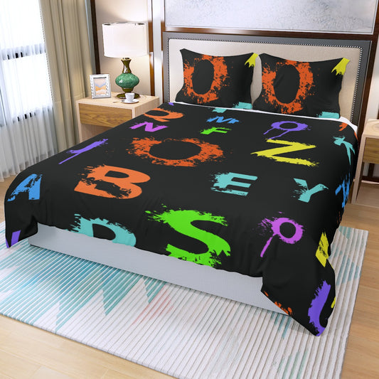 Three Piece Duvet Bedding Set Alphabet Soup