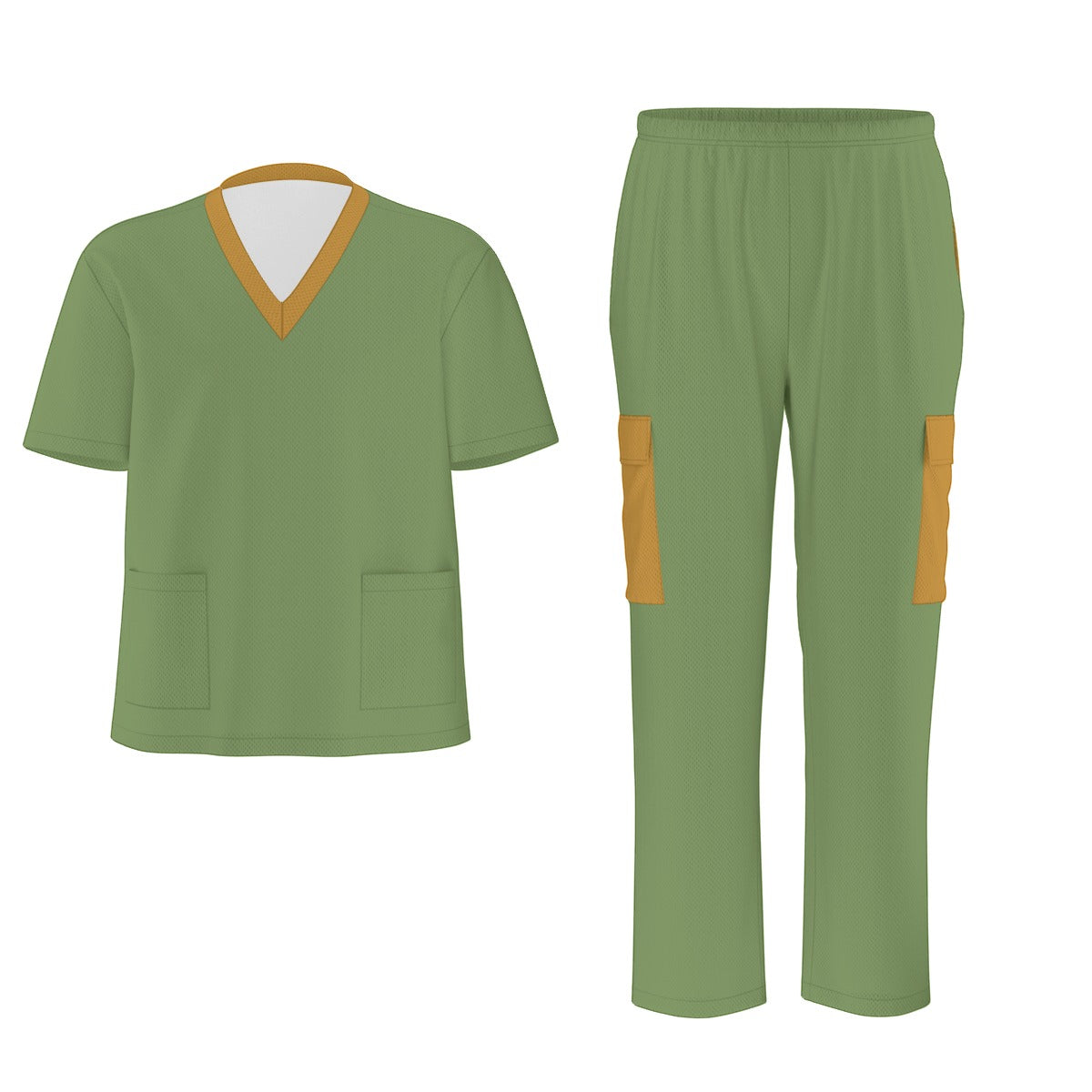 Unisex Scrub Set Birdseye Green and Orange