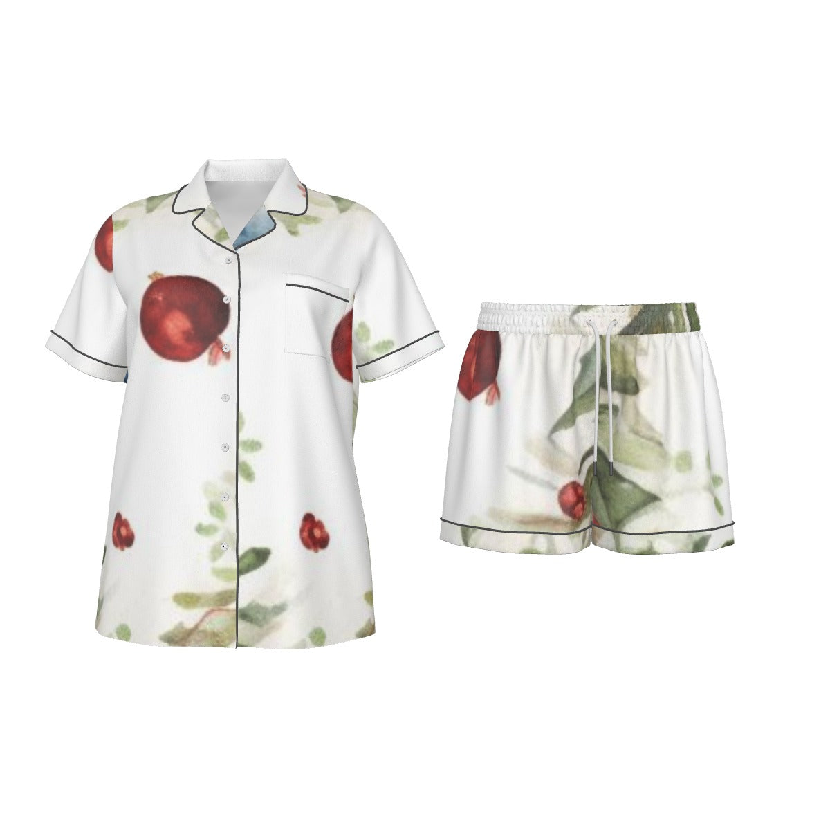 Holiday Women's Imitation Silk Pajama Set With Short Sleeve