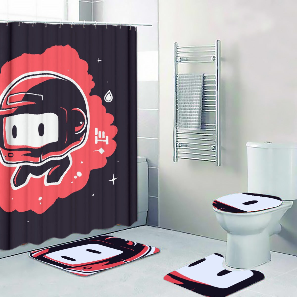 Four-piece Bathroom Red Robot