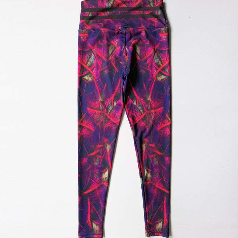 Leaf print fitness yoga pants