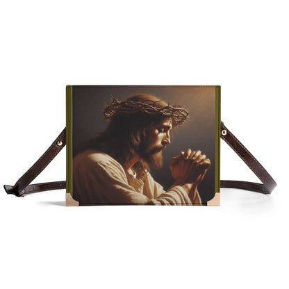 Bolso bandolera personalizado con tapa de libro y Biblia