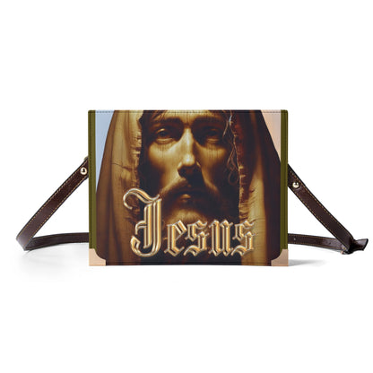 Bolso bandolera personalizado con tapa de libro y Biblia