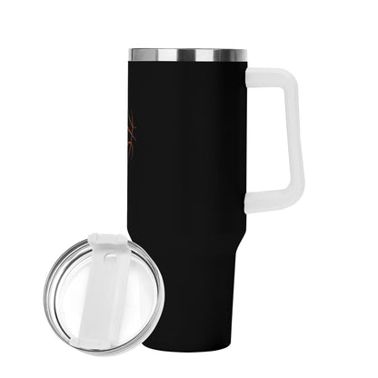 Stainless Steel Tumbler Gift With White Handle and Straw 40oz