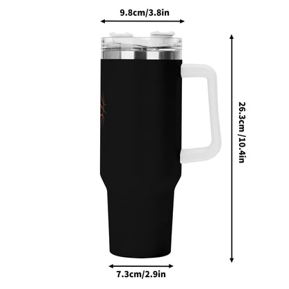 Stainless Steel Tumbler Gift With White Handle and Straw 40oz