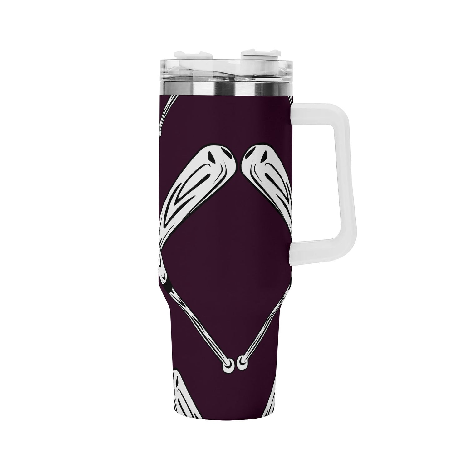 Stainless Steel Tumbler Gift With White Handle and Straw 40oz