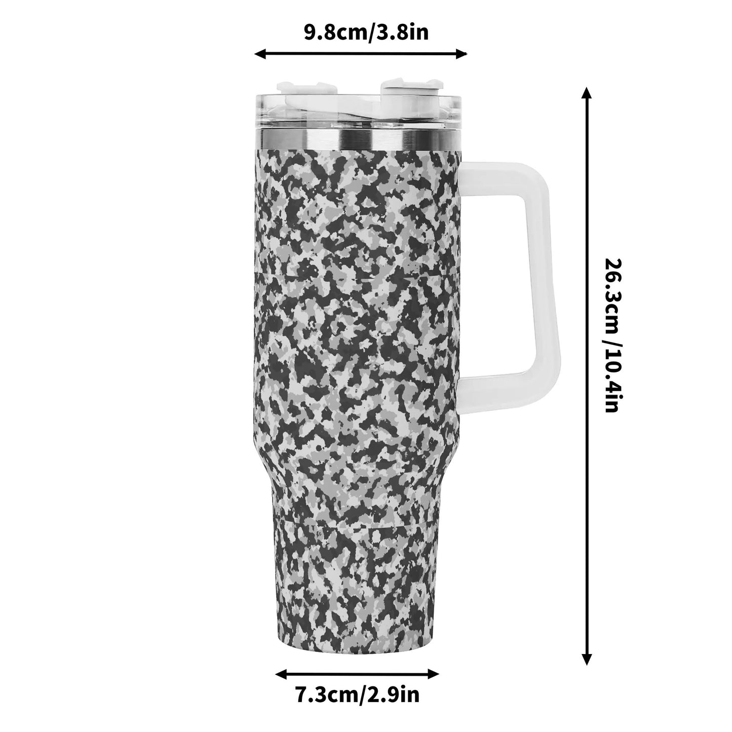 Stainless Steel Tumbler Gift With White Handle and Straw 40oz