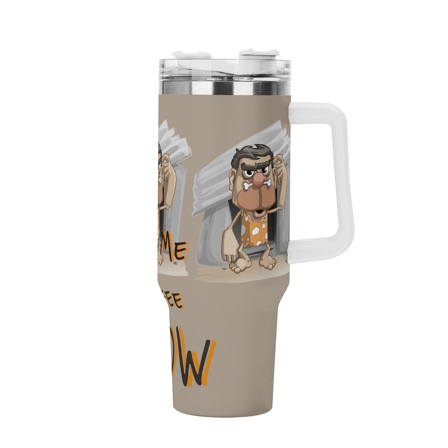 Stainless Steel Tumbler Gift With White Handle and Straw 40oz