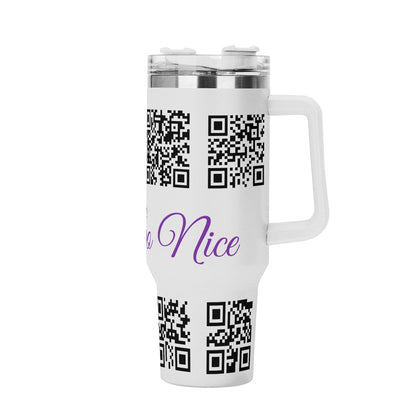 Personalized 40oz Stainless Steel Tumbler Gift With White Handle and Straw